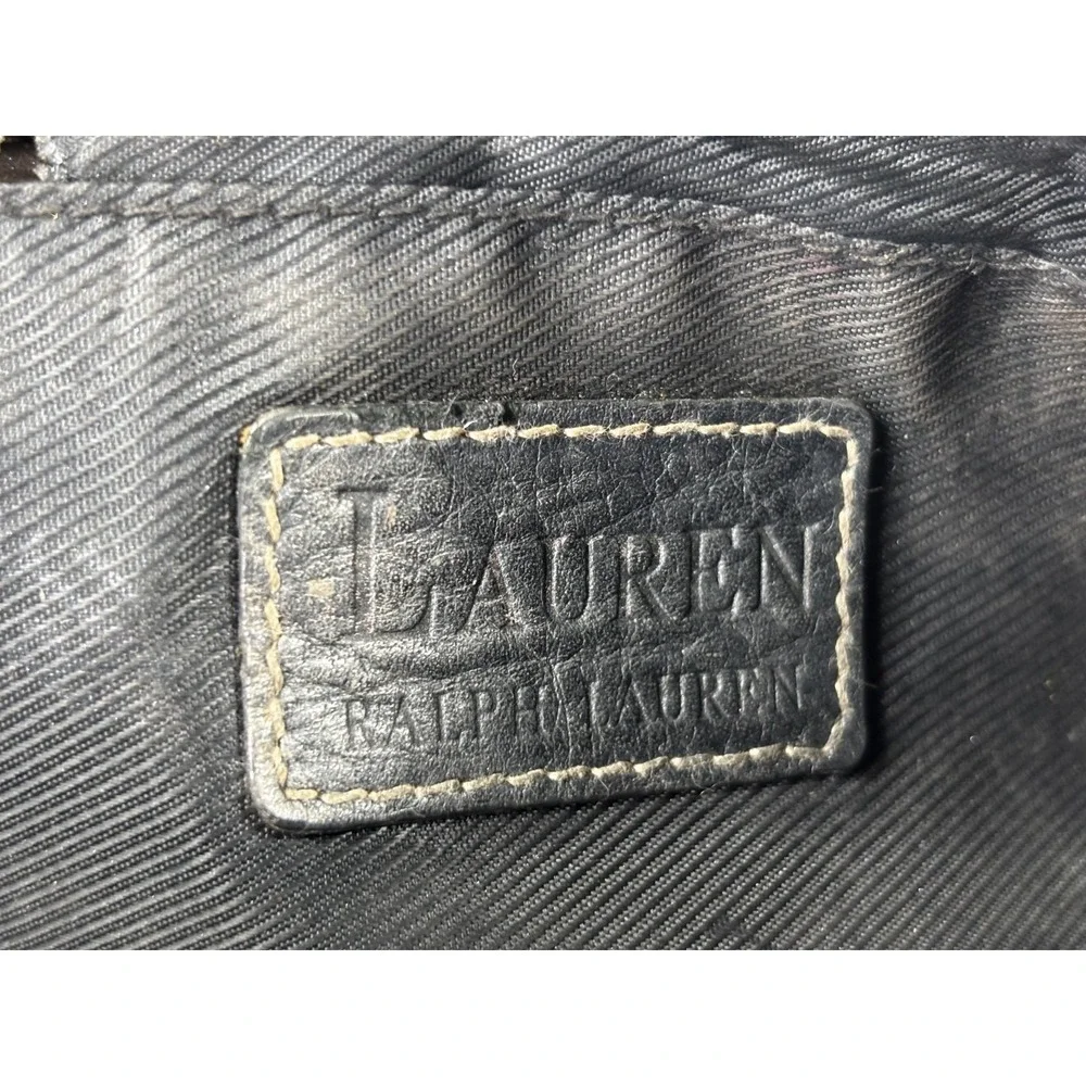 Vintage Lauren Ralph Lauren Black Leather Hobo Chain Bag Y2K Shoulder Purse